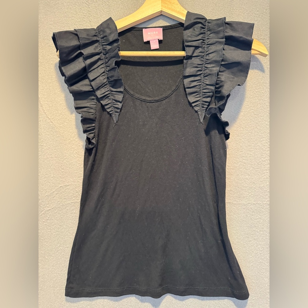 Muse Black Ruffled Blouse